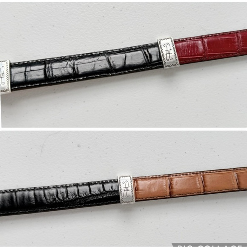 Multicolor Segmented Belt Black Brown Tan Red Alligator Silver Hardware 30 - Picture 4 of 10
